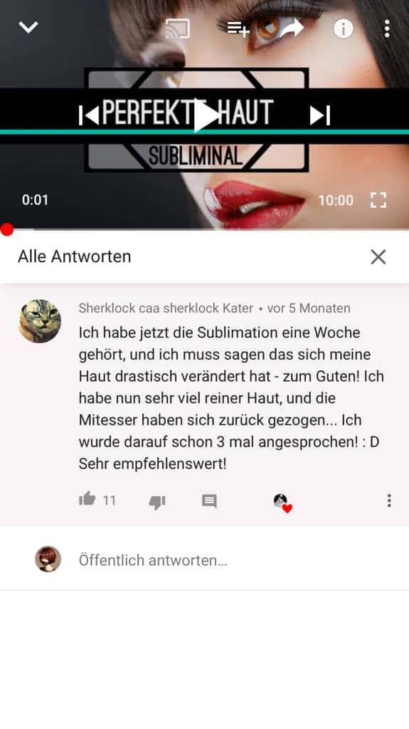 Perfekte Haut Subliminal Testimonial