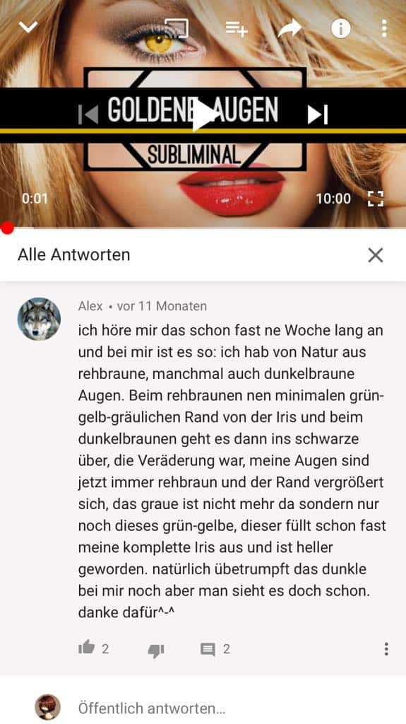 Goldene Augen Veränderung