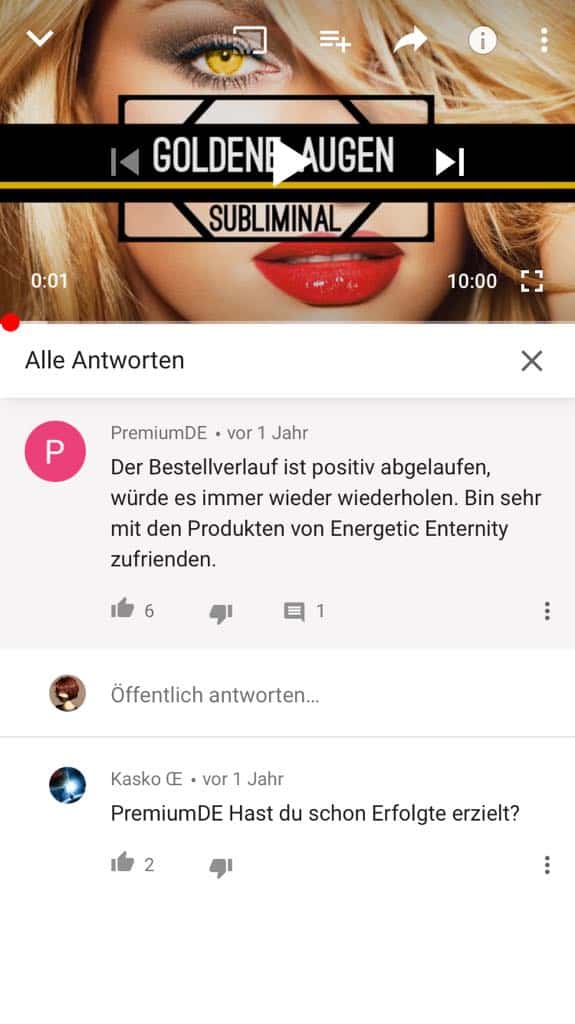 YouTube Erfahrung Subliminals