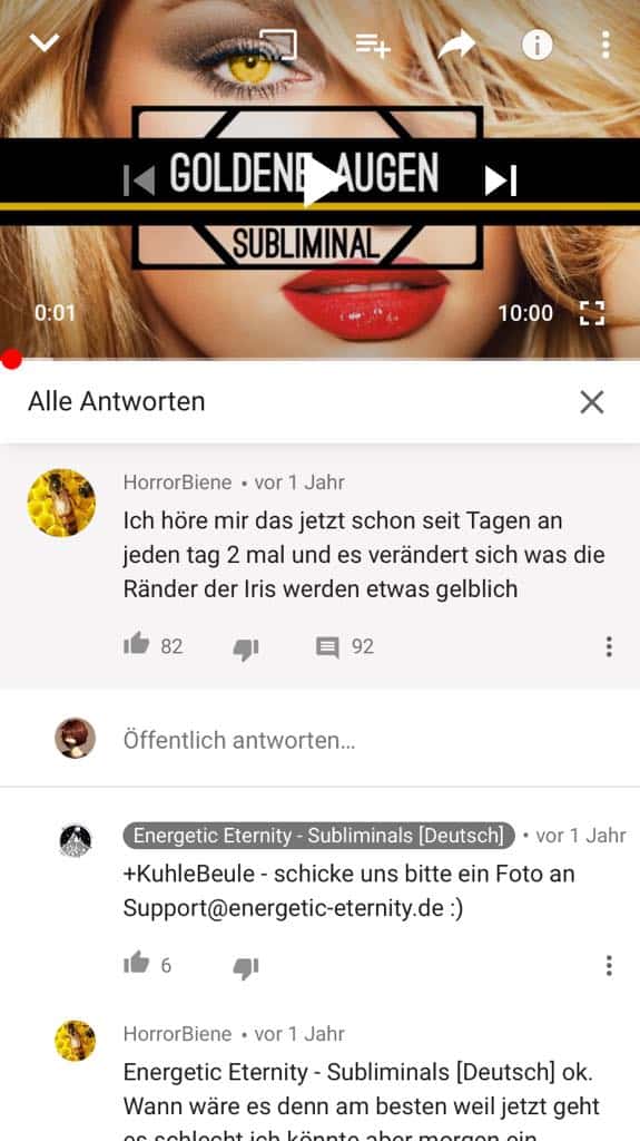 Subliminal Erfahrungsbericht YouTube