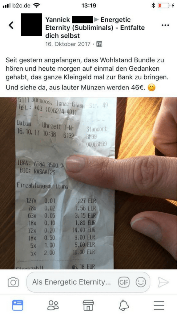 Geld Subliminal Erfahrung