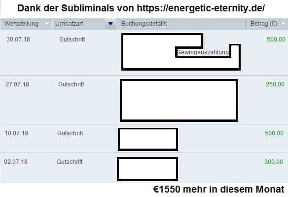 Beweis Subliminal Wohlstand